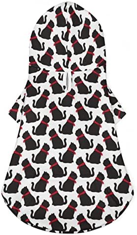 Siyah Kedi Desen Pet Hoodie Kış Kapüşonlu Sweatshirt için Şapka ile Köpek Kedi Köpek Kıyafeti Sevimli Baskılı Hediye