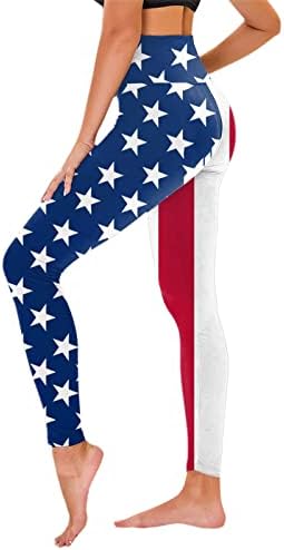 Amerikan Bayrağı 4 Temmuz Bayan Tayt Karın Kontrol ABD 4 Temmuz Yoga Pantolon Nefes Tam Boy Yoga Koşu Spor