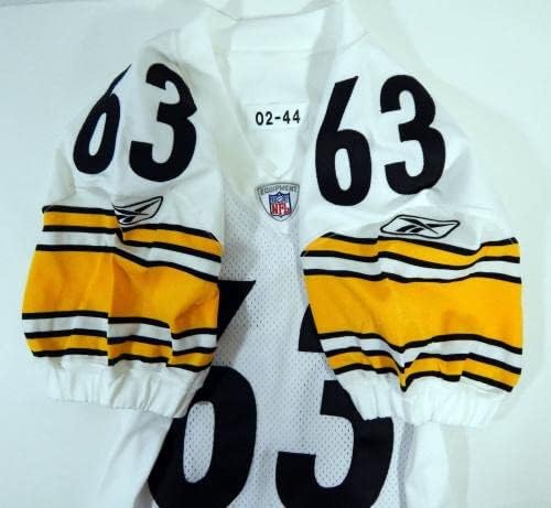 2002 Pittsburgh Steelers 63 Oyun Verilmiş Beyaz Forma 44 DP21333-İmzasız NFL Oyunu Kullanılmış Formalar