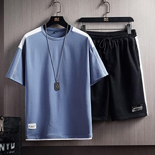 SCDZS erkek Yaz Eşofman Spor Kısa Kollu T Shirt + Kısa İki Parçalı Setleri Erkek Rahat spor takımları (Renk: A, Boyut: