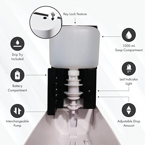 Damlama Tepsili Otomatik Sabunluk - Beyaz-Dokunmasız-Elektronik-Otomatik El Dezenfektanı Sensörlü Sabunluk - Sıvı