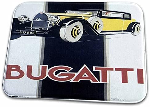 3dRose Vintage Bugatti Otomobil Reklam Afişi-Banyo banyo paspası Paspaslar (rug-129965-1)