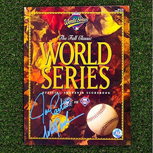 Joe Carter ve Mitch Williams İkili İmzalı Resmi 1993 Dünya Serisi Programı - İmzalı MLB Dergileri