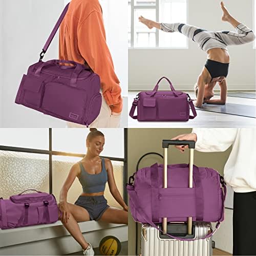 HAUTHE silindir seyahat çantası Kadınlar için, spor çanta İle Ayakkabı Bölmesi ve Arabası Kollu Haftasonu seyahat