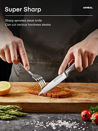 Aiheal biftek bıçakları, biftek bıçakları 8 Set ve Aiheal Bıçak Seti Mutfak 17 ADET, paslanmaz çelik mutfak bıçağı