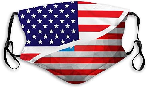 Xunulyn Ağız Dekorasyon Kullanımlık Unisex Ayarlanabilir Kapakları Amerikan Bayrağı Soyut Poligon Arka Plan Elastik