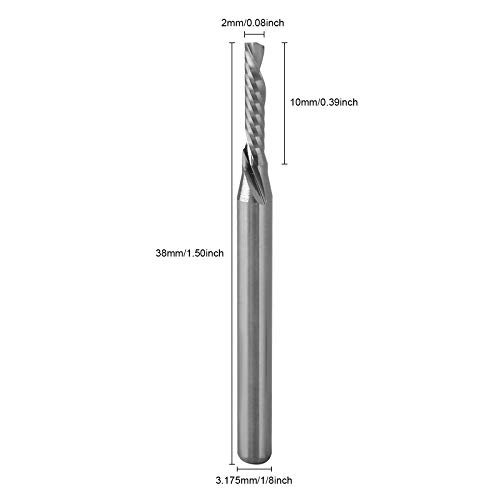 LIBOQIAO 1/8-İnç Sap Çapı,2mm (0.078) kesme Çapı, 10mm (0.393) kesme Uzunluğu, 1 Flüt Tek Flüt Downcut Spiral End