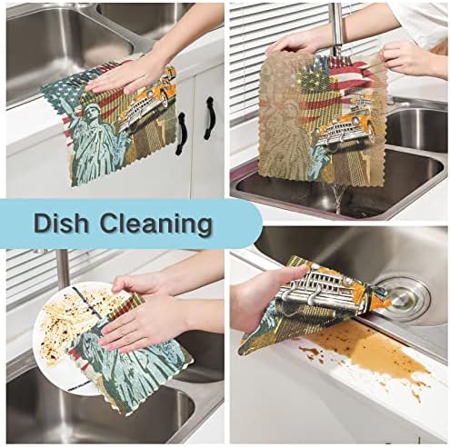 CaTaKu New York Kamyon Mutfak Bulaşık Bezleri Bulaşık Yıkamak için Yeniden Kullanılabilir Temizlik Bezi bulaşık havluları