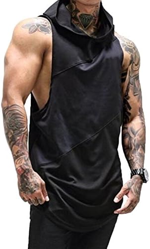 ZUEVI erkek Kas Kolsuz Hoodies Tankı Üstleri Spor Salonu Egzersiz Kapşonlu Vücut Geliştirme Stringer T Shirt