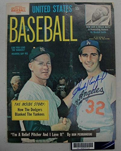 Sandy Koufax El İmzalı İmzalı Resmi Beyzbol Dergisi 1964 OA 8089742 - İmzalı MLB Dergileri