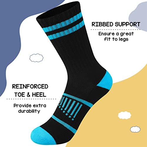 Comfoex Boys Ekip Çorap Atletik Yarım Minderli Buzağı Çorap Büyük Küçük Çocuklar İçin 4-10 Yaşında 6 Pairs