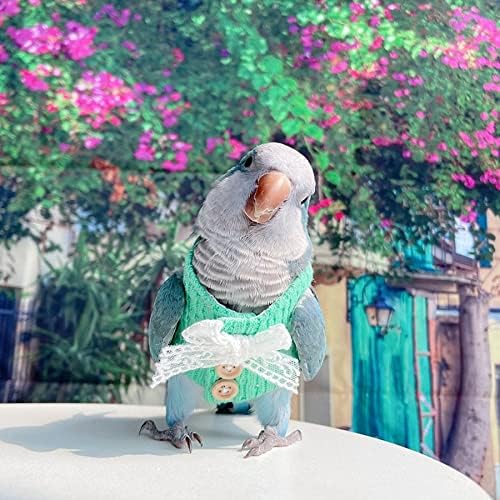 Kuş Giysileri-Papağanlar için Dantel ilmek uçuş takım Elbise kazak Yelek ile el yapımı Pamuklu Gömlek Afrika Grileri