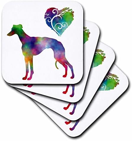 3dRose Love Greyhound - Kravat Boyası Tazı ve Dönen Kalp Bardak Altlıkları (cst_351918_3)