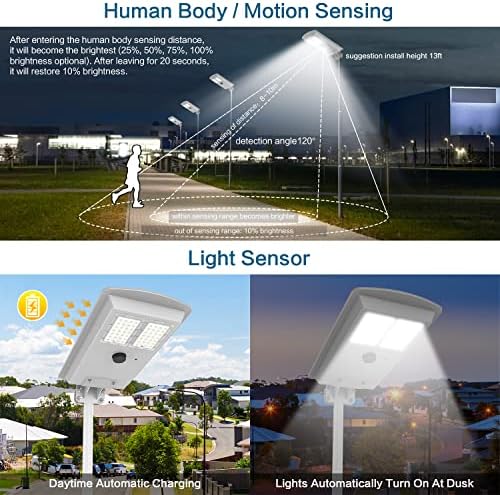 Güneş sokak ışık açık lamba T2-100W hareket sensörü şafak alacakaranlıkta su geçirmez IP65 güvenlik sel ışıkları uzaktan