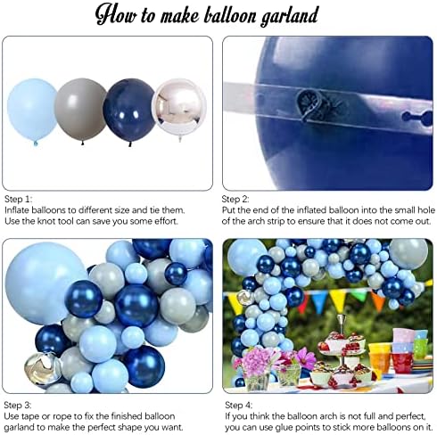 Gri Mavi ve Gümüş Balon Garland kiti Düğün Gelin Duş Doğum Günü Partisi Bebek duş dekorasyonu