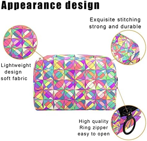 TBOUOBT Kozmetik Çantaları Makyaj Çantaları Kadınlar için, Küçük Makyaj Çantası Seyahat Çantaları, Renkli Geometrik