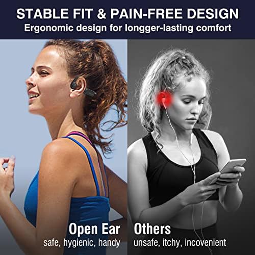 Kemik İletimli Kulaklıklar, 2023 Yükseltilmiş Açık Kulak Kablosuz Bluetooth Spor Mikrofonlu Kulaklıklar, 10 Saat Çalma