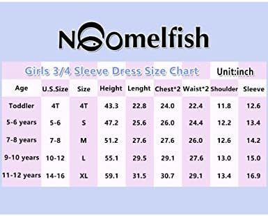 Noomelfısh Kızlar 3/4 Kollu Kadife Twirly Elbise Casual Patenci Elbiseler Cepler ile (4-12 Yıl)