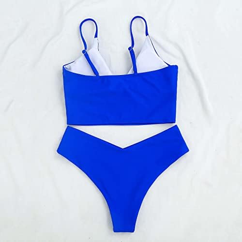 MIASHUI Genç Yüzmek Üstleri kadın Yüksek Belli Bikini Setleri Sportif İki Parçalı Mayo Renk Bloğu Yüksek Artı Boyutu