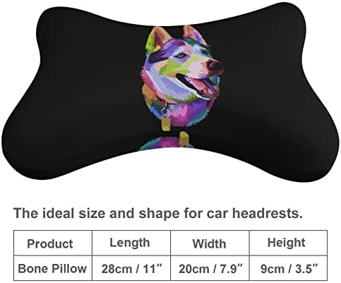 Sevimli Husky Köpek Pop Art Araba Boyun Yastık 2 Kemik Şekilli Otomatik Kafalık Yastıklar Yastık Seyahat Araba Ev