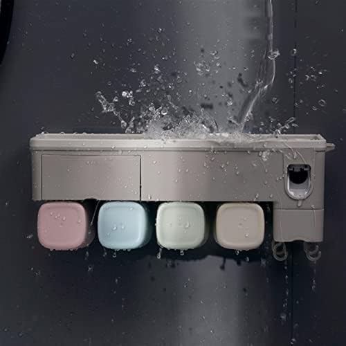 PEROW Banyo Diş Fırçası Tutacağı Duvara Monte Otomatik Diş Macunu Dispenseri-Diş Macunu Sıkacağı,Bardaklar,Saklama