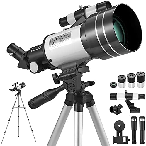 Çocuklar ve Yetişkinler için teleskop, VinTeam Profesyonel Astronomik Refrakter Teleskop ile 70mm Diyafram ve 300mm
