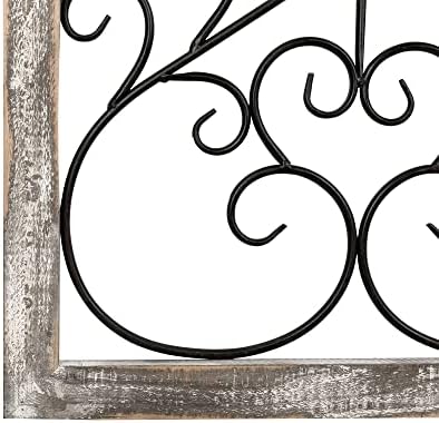 RiteSune Rustik Ahşap ve Metal Kemer Duvar Dekor, Vintage Stil Demir Pencere Çerçevesi Paneli, sıkıntılı Çiftlik Evi