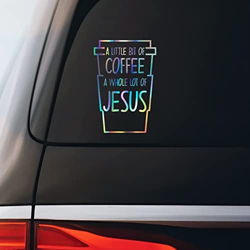 Kahve ve İsa Sticker Çıkartma Dizüstü araba dizüstü 3.25 x 5.5 / Holografik |