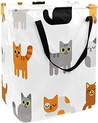 Sevimli Kediler Baskı Katlanabilir çamaşır sepeti, 60L Su Geçirmez çamaşır sepetleri Çamaşır Kutusu Giysi Oyuncak