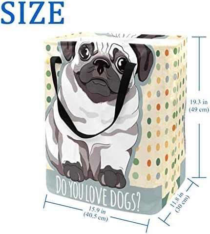 Pug Köpek Noktalı Baskı Katlanabilir çamaşır sepeti, 60L Su Geçirmez çamaşır sepetleri çamaşır Kutusu Giysi Oyuncak