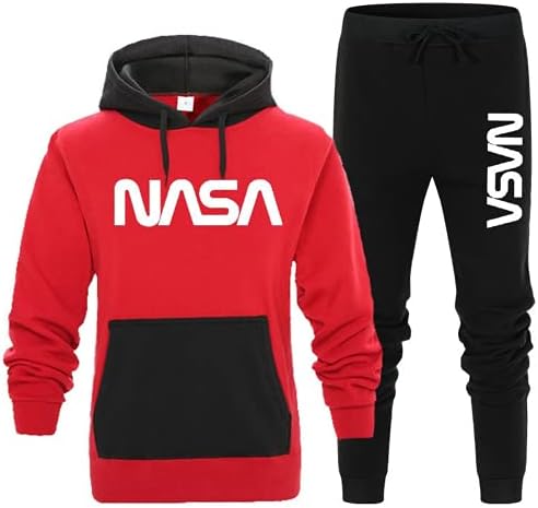 MOUNSHET NASA Hoodie Seti Mektup Hoodie + Pantolon Polar Kalın Kazak Unisex Trend Rahat Spor İpli Ceket Seti
