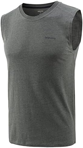 DESPLATO erkek Tagless Egzersiz Spor Kas Atletik Koşu Yürüyüş Aktif Tank Top Kolsuz T Shirt