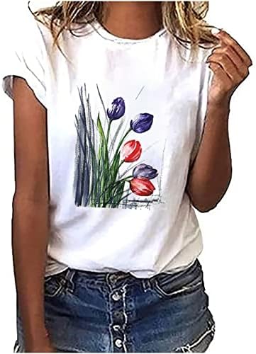 Bluz T Shirt Bayan için Sonbahar Yaz 2023 Elbise Moda Ekip Boyun Grafik Gevşek Fit Rahat Fit Üst E6 E6