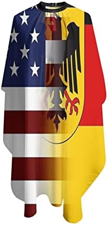 ABD ve Almanya Bayrağı Saç Kesimi Önlük Saç Kesme Salon Pelerin 55x66 İnç, Su Geçirmez Ayarlanabilir Yapış Saç Sabahlık
