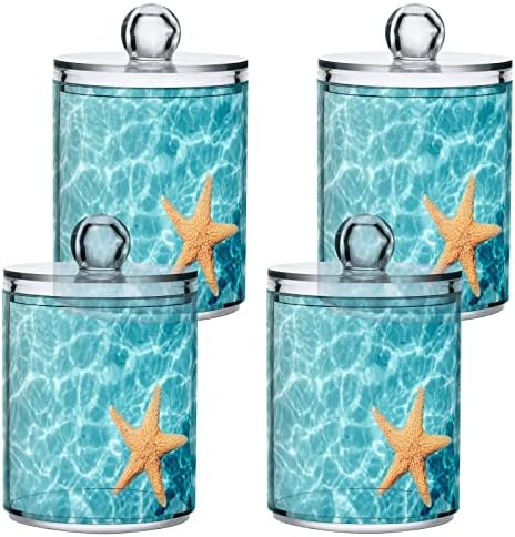 Denizyıldızı Yaz Plaj 2 Paket pamuklu çubuk Topu Tutucu Organizatör Dağıtıcı Kapaklı Plastik Banyo Teneke Kutu Pamuklu