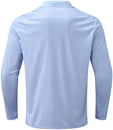 XZHDD Fermuar polo gömlekler Erkekler için, Sonbahar Çizgili Slim Fit Uzun Kollu Gömlek Zip Boyun İş Rahat Üstleri