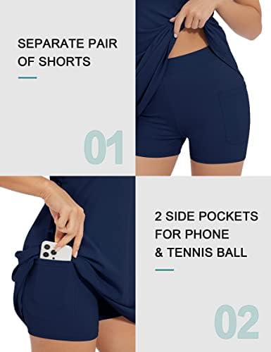 Kadınlar için Tenis Elbiseleri, Atletik Tenis Golf Elbisesi için Şort ve Sütyen ile Sırtı Açık Tenis egzersiz elbisesi