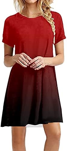 MIASHUI Şık Günlük Elbiseler Plaj Elbise Kadınlar için Moda O Boyun Kısa Kollu Salıncak Gevşek T Shirt Pamuk Maxi
