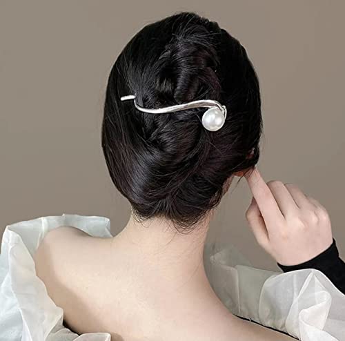 Ahoney 4 Pcs Firkete İnci Tokalarım Kadınlar için 4.2 Fransız Saç Klipler için Saç Fantezi İnciler saç Pins için kalın
