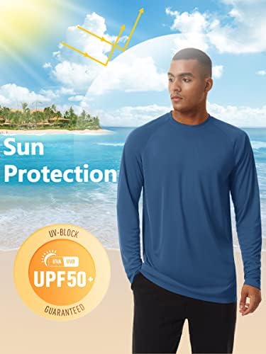 TACVASEN erkek Güneş Gömlek UPF 50 + Uzun Kollu UV Koruma Hafif Döküntü Bekçi Yüzmek Gömlek Çabuk Kuru dış mekan tişörtü