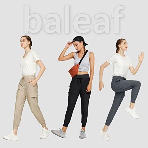 BALEAF kadın Joggers Hafif yürüyüş pantolonu Yüksek Bel 5 Fermuarlı Cepler Hızlı Kuru Seyahat Atletik UPF50+