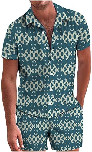 Erkek Yaz Kısa Kollu Elbise, Gömlek ve Şort Takım Elbise 2 Parça Casual Düğme Aşağı havai gömleği Seti Tatil Eşofman