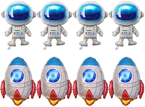 8 Adet Astronot Roket Folyo Balonlar Karikatür Evren Outer Space Man Alüminyum Mylar Helyum Parti Balonlar Doğum Günü