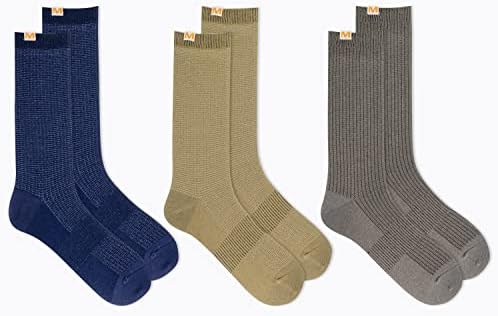 Merrell erkek ve kadın Yün Everday Casual Ekip Çorap 3 Çift Paketi İşlemeli Sekme Detay ve Kemer Destek Bandı