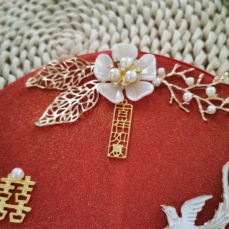 JKUYWX Klasik Yuvarlak İpek Dekoratif Fan Çin Gelin Evlilik Buketi Gelin Fotoğraf Süsler düğün takısı Aksesuarları