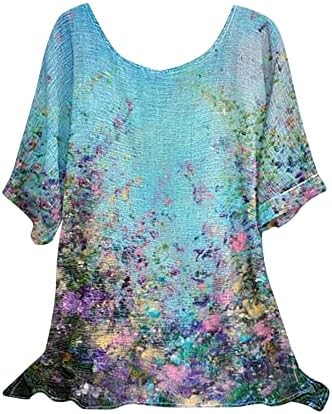 Kısa Kollu T Shirt Kadın Sonbahar yaz giysileri Çiçek Grafik Prenses Tanrıça Flowy Gevşek Fit Bluz Gömlek Bayanlar