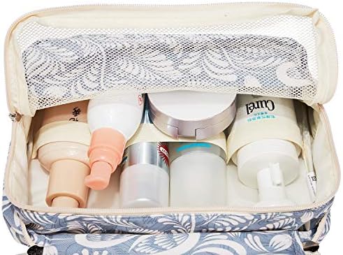 Narwey Asılı Seyahat makyaj çantası Kozmetik makyaj Organizatör Kadınlar için Su Geçirmez (Mavi Yaprak)