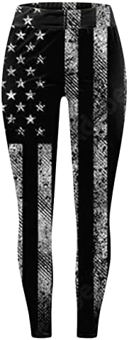 Amerikan Bayrağı 4 Temmuz Bayan Tayt Karın Kontrol ABD Bayrağı Şerit Yıldız İnce kalem pantolon Sportif Egzersiz Elastik