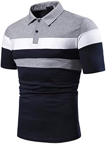 XXVR Erkekler Açık Bluz Düğme Aşağı Yaka Boyun İnce Kısa Kollu Patchwork rahat T Shirt Üst Koşu erkek Moda Polo Tee