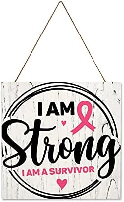 ArogGeld Ben Güçlüyüm Ben Hayatta Kalan Biriyim Ahşap İşareti Meme Kanseri Şerit İyileşmek Ahşap Plak Ev Dekoratif